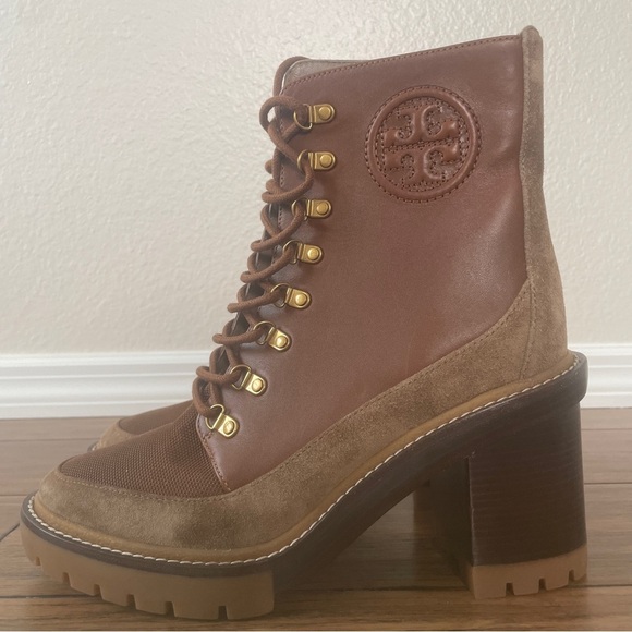 Tory Burch 95 mm Miller Lug Sole Booties boots lace up zipper chunky combat boot - Picture 7 of 16